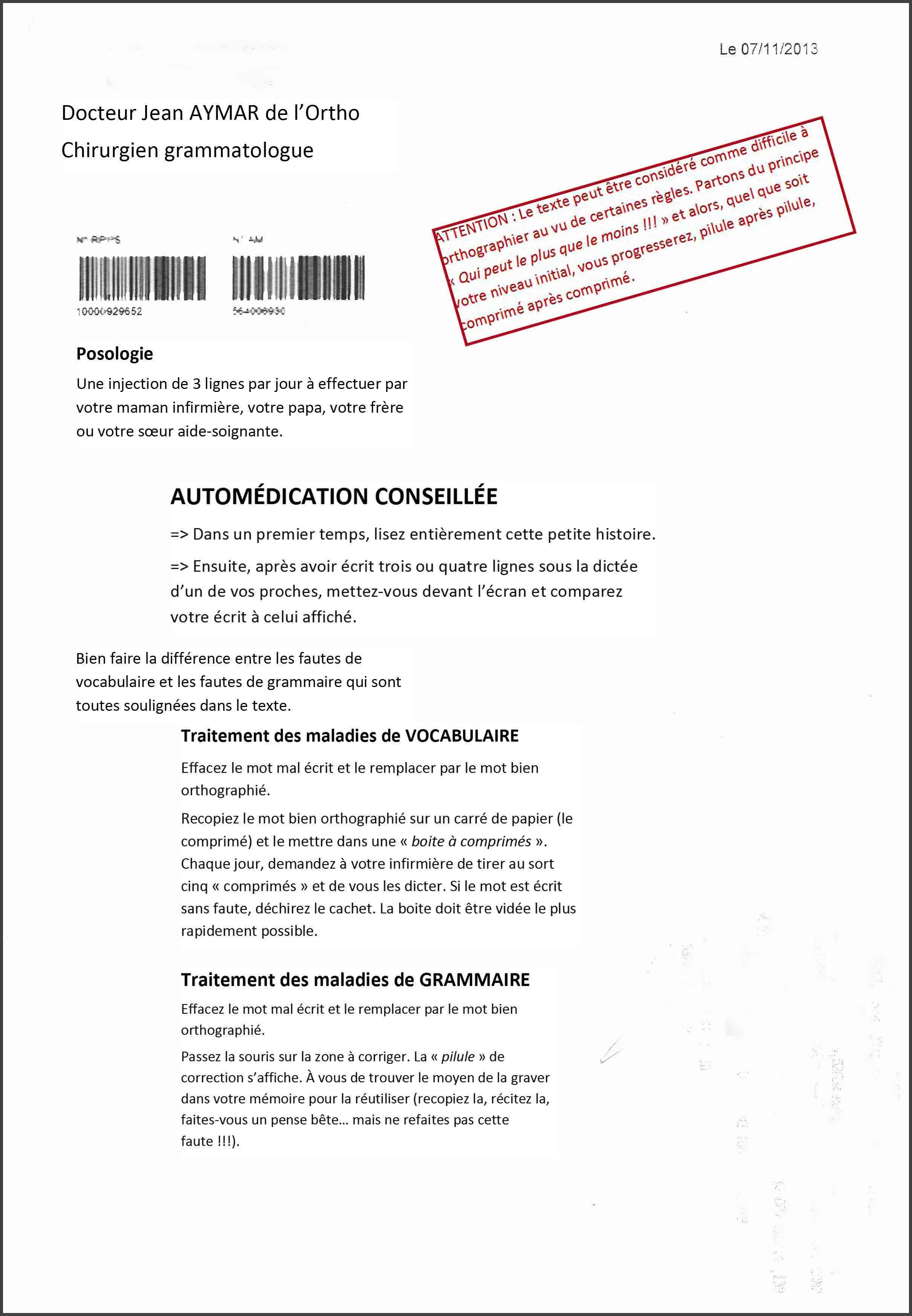 ordonnance dictée